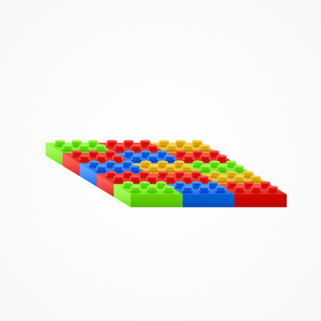 Plastic colorful building blocks. Vector on white background.のイラスト素材