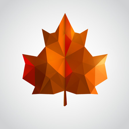Low poly orange leaf on white background. Vector illustrationのイラスト素材