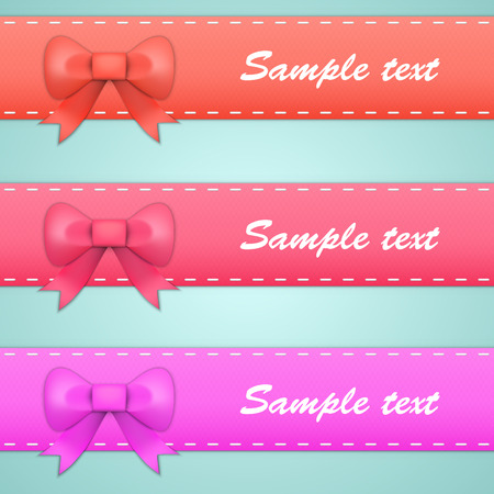 colored ribbons with bows and tails. Vector illustrationのイラスト素材