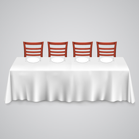 Table with a tablecloth and chair. illustration art 10epsのイラスト素材