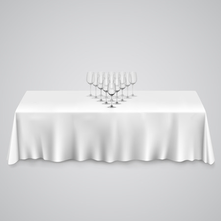 Table with a tablecloth glasses. illustration art 10epsのイラスト素材