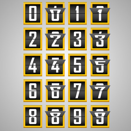 Numbers from Mechanical Scoreboard Alphabet. Vector illustrationのイラスト素材