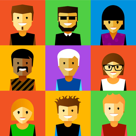 Vector illustration of funny cartoon faces vector collection.のイラスト素材