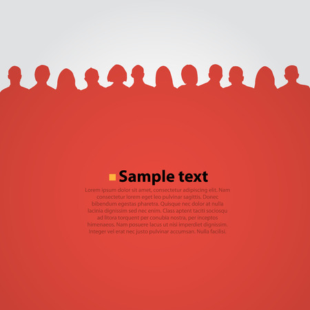 People heads silhouette red background.. Vector illustrationのイラスト素材