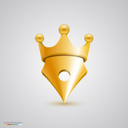 Symbol pen with crown art. Vector illustrationのイラスト素材