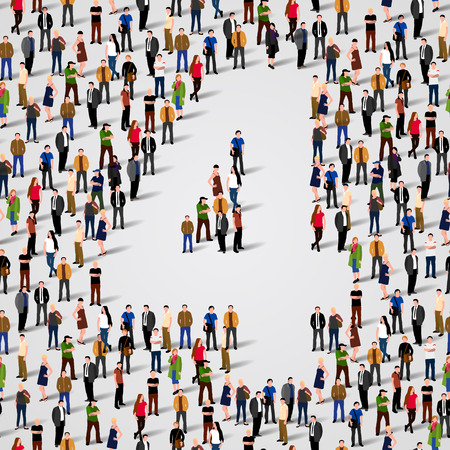 Large group of people in number 4 four form. Vector seamless backgroundのイラスト素材
