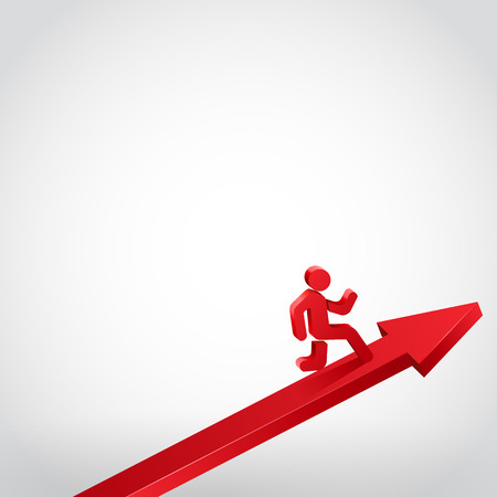 Winner running person on arrow. Vector illustrationのイラスト素材