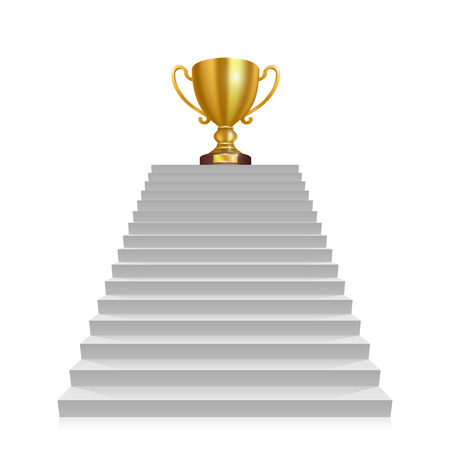 Step winner cup art sign. Vector illustrationのイラスト素材