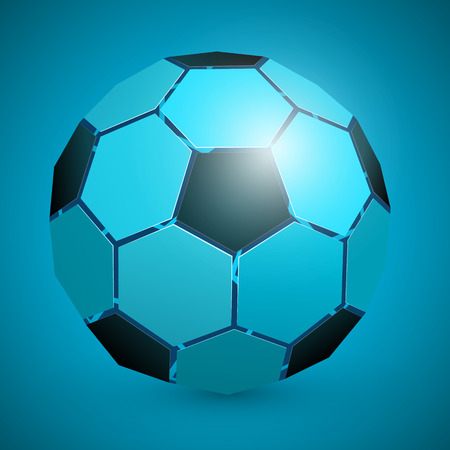Abstract soccer ball 3d blue. Vector illustrationのイラスト素材