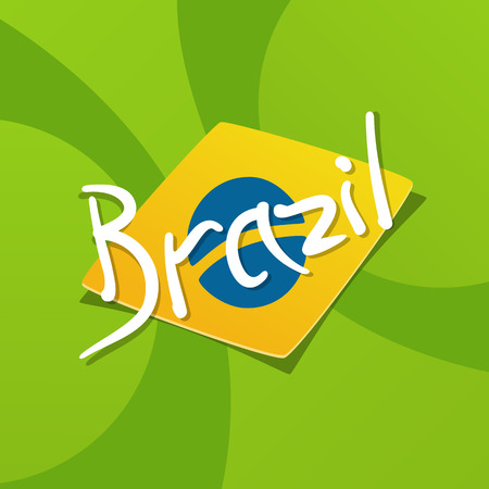 Brazil flag over green background. Vector illustrationのイラスト素材