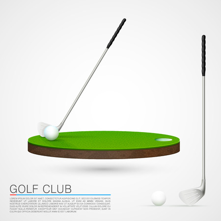 Golf club and ball in grass. Vector illustrationのイラスト素材