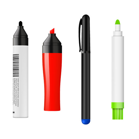 Different marker color set isolated on white. Vector illustration.のイラスト素材