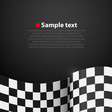 Racing checkered finish flag vector on dark background. Vectorのイラスト素材