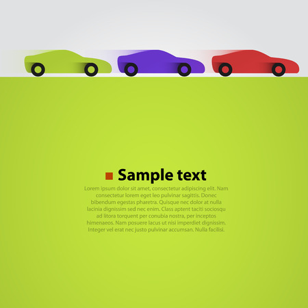 Three cars in the race green background. Vector illustrationのイラスト素材