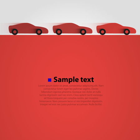 Three cars in the race red background. Vector illustrationのイラスト素材