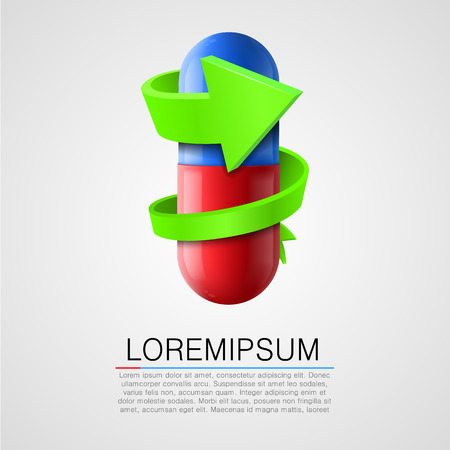 Green arrow arount pill. Medicine concept. Vector illustrationのイラスト素材