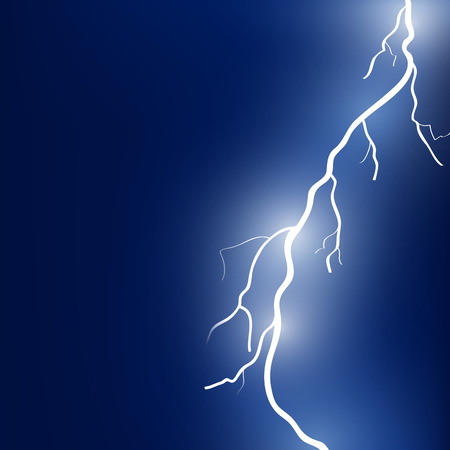 Vector illustration of sparkling lightning bolt on dark blue backgroundのイラスト素材