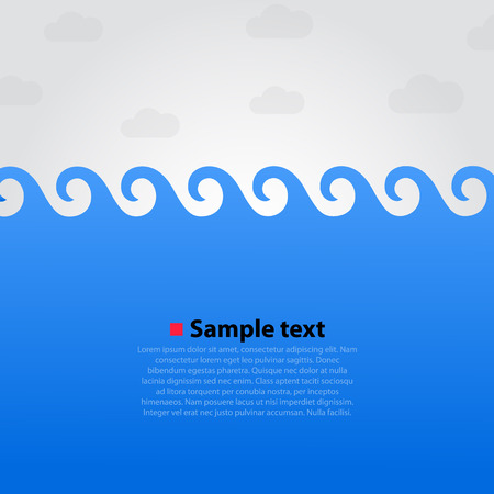 Sea and waves bright background. Vector illustrationのイラスト素材