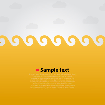 Yellow sea and waves bright background. Vector illustrationのイラスト素材