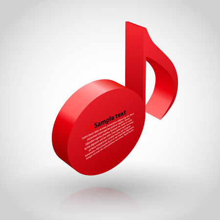 Black musical note 3D. Icon isolated on white background. Vector illustrationのイラスト素材
