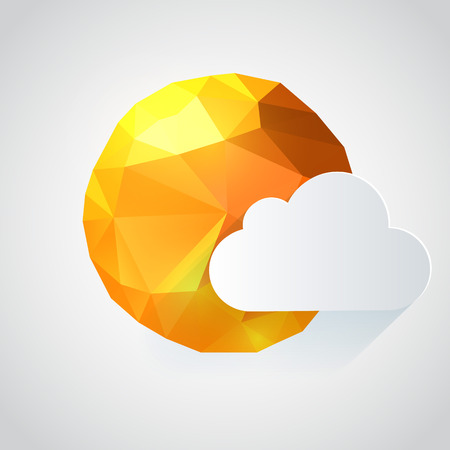 Origami paper sun with cloud. Vector illustrationのイラスト素材