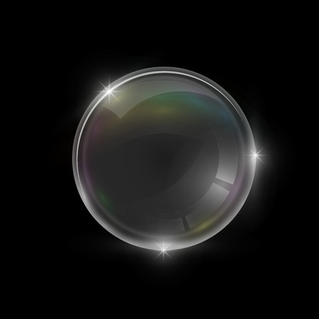 Soap bubbles on a black background. Vector illustrationのイラスト素材