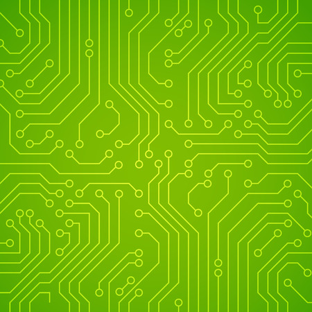 Vector circuit board or microchip. Green vector backgroundのイラスト素材
