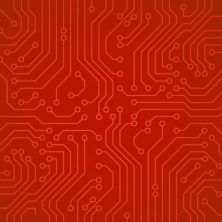 Vector circuit board or microchip. Red vector backgroundのイラスト素材