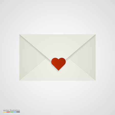 Letter with heart on white background. Vector illustration.のイラスト素材
