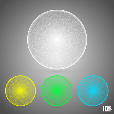 Polygonal sphere set color art. Vector illustrationのイラスト素材