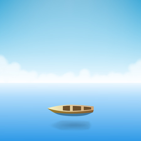 Empty boat in the ocean. Vector illustrationのイラスト素材