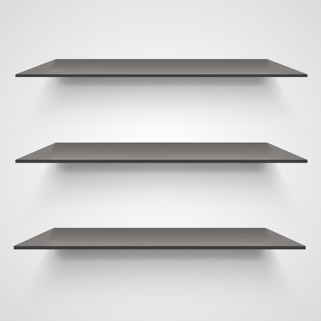 Empty shelves on light grey background. Vector illustrationのイラスト素材