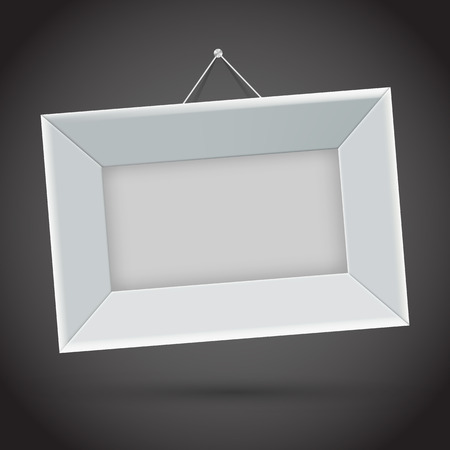 White photo frame on dark background. Vector illustrationのイラスト素材