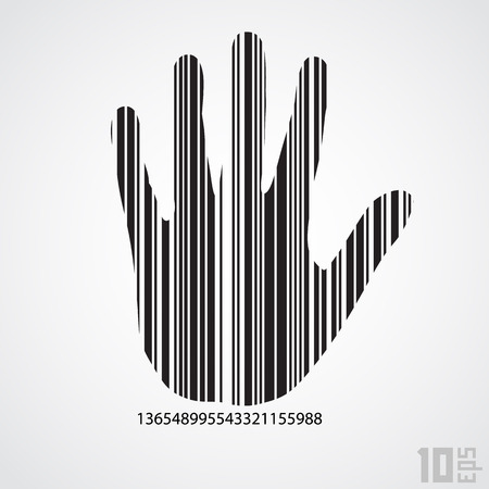 Vector barcode hand. Technology and people conceptionのイラスト素材