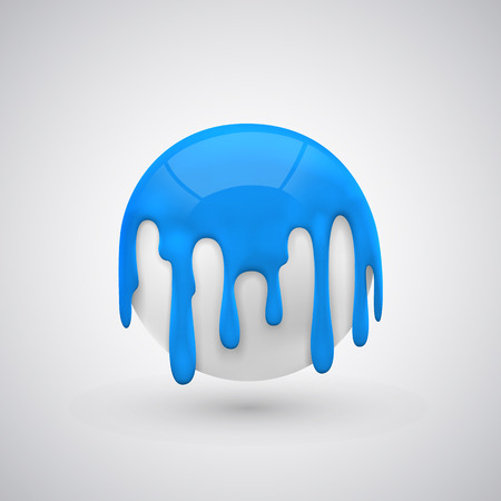 ball with paint drops blue art. Vector illustrationのイラスト素材