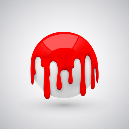 ball with paint drops Red art. Vector illustrationのイラスト素材