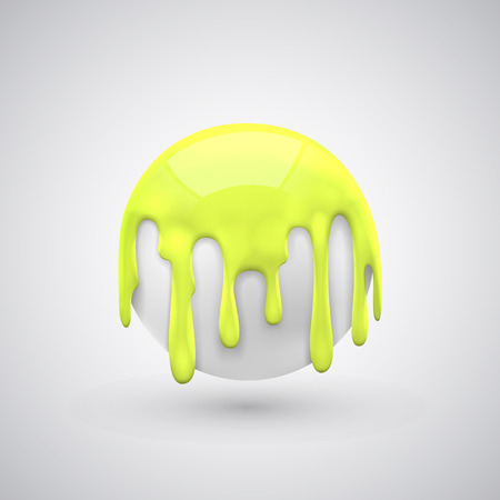 ball with paint drops Yellow art. Vector illustrationのイラスト素材