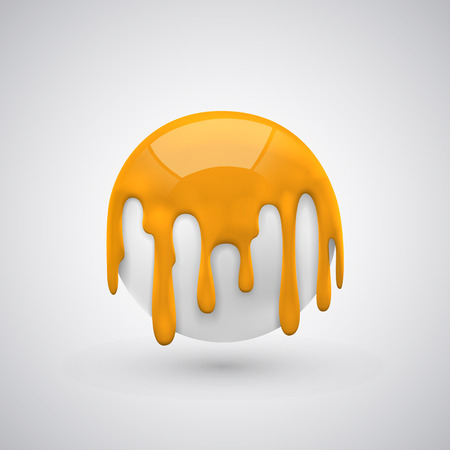 ball with paint drops orange art. Vector illustrationのイラスト素材