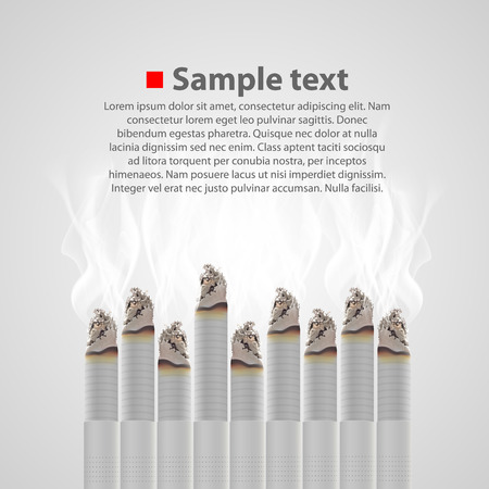 Smoldering cigarette with a smoke. Vector illustrationのイラスト素材