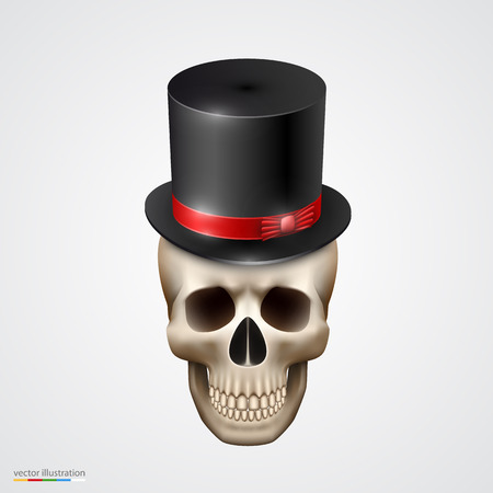 Human skull isolated with hat. Vector illustrationのイラスト素材
