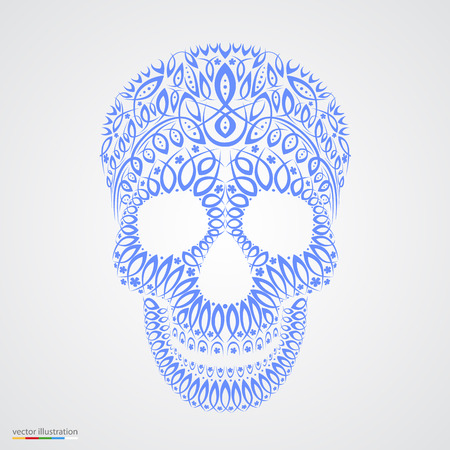 Ornamental pattern skull in tattoo style. Vector illustrationのイラスト素材