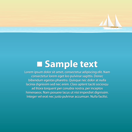 Sailing boat in the sea art. Vector illustrationのイラスト素材