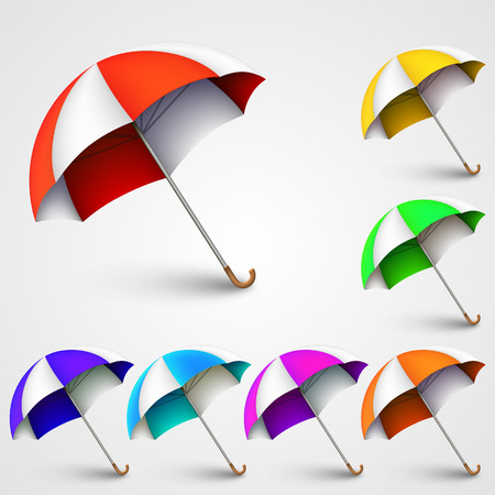 Colored umbrellas art banner nature. Vector illustrationのイラスト素材