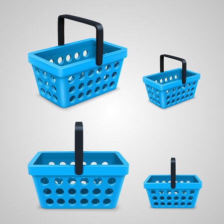 Vector shopping bag with round holes blue. Vector illustrationのイラスト素材
