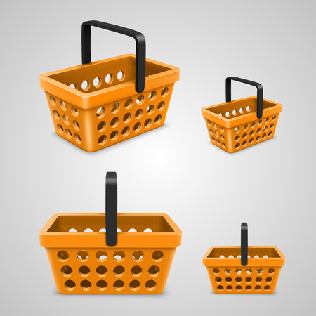 Vector shopping bag with round holes orange. Vector illustrationのイラスト素材