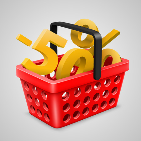Red basket Bargain. Vector illustration art 10epsのイラスト素材