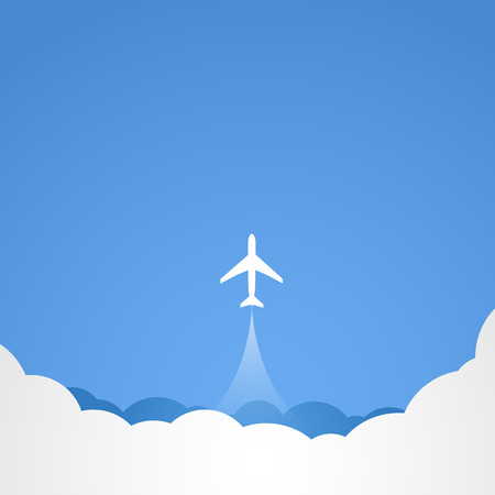 White silhouette of jet airplane. Vector illustrationのイラスト素材