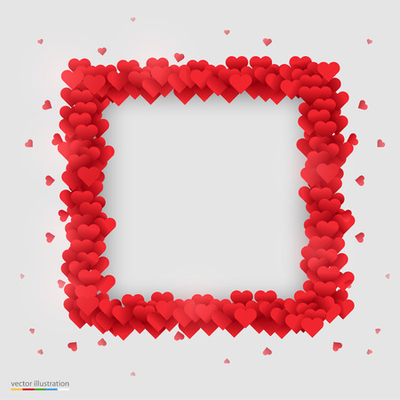 Rectangle photo frame made of many hearts. Vector illustrationのイラスト素材