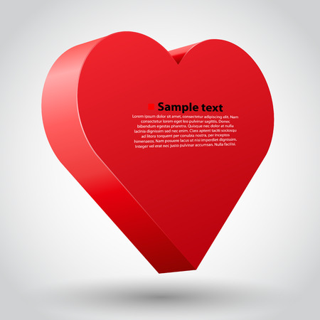 Big red 3d heart on white background. Vector illustrationのイラスト素材