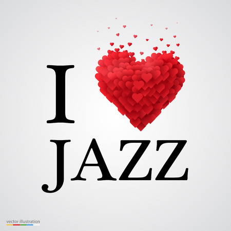 i love jazz, font type with heart sign.のイラスト素材